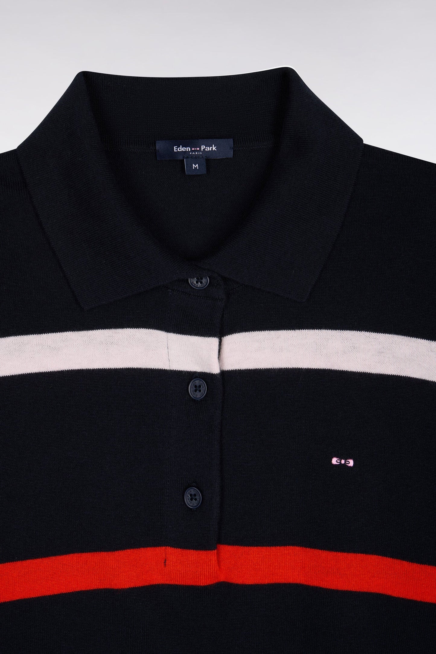Pull maillot rayé en coton et soie mélangés marine