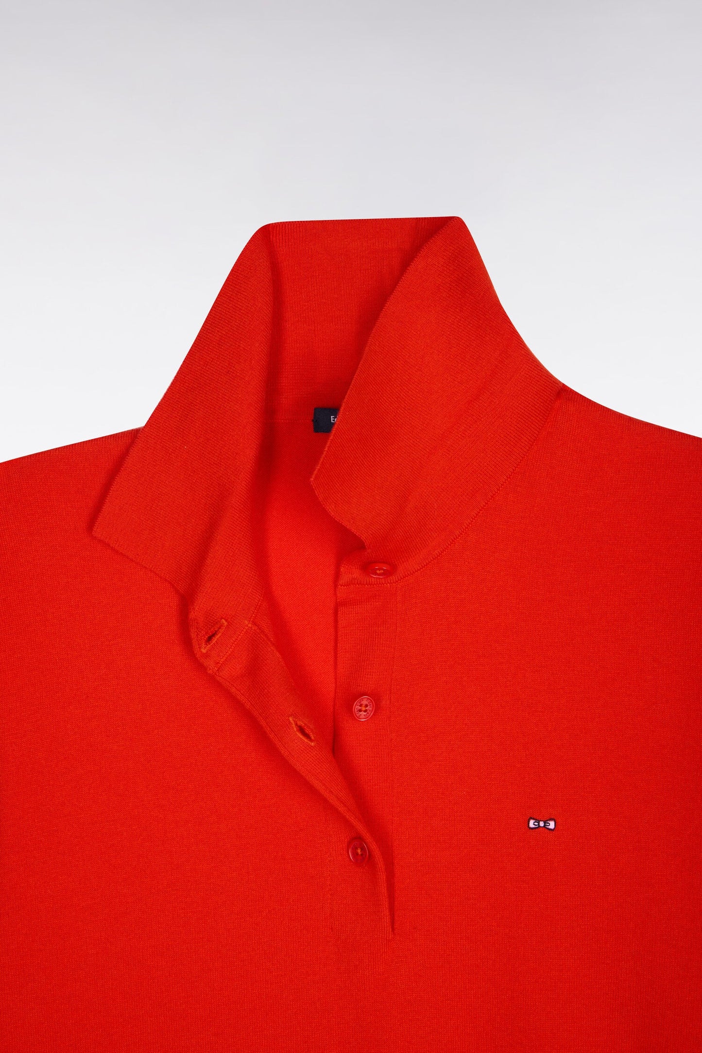 Pull polo à manches courtes en coton et soie mélangés rouge coupe regular