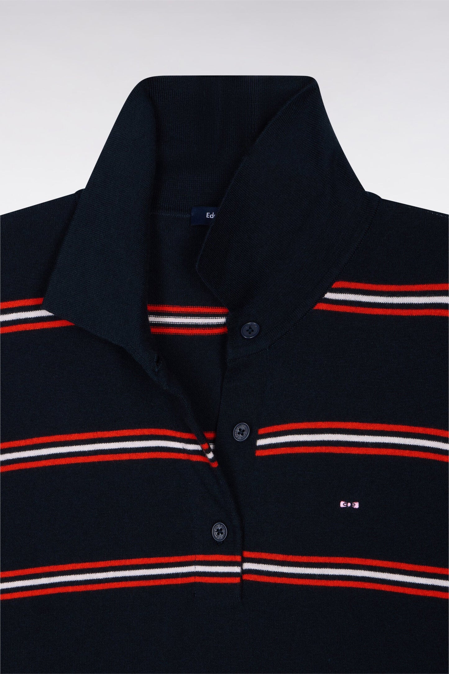 Pull à manches courtes rayé en coton et soie mélangés marine coupe regular