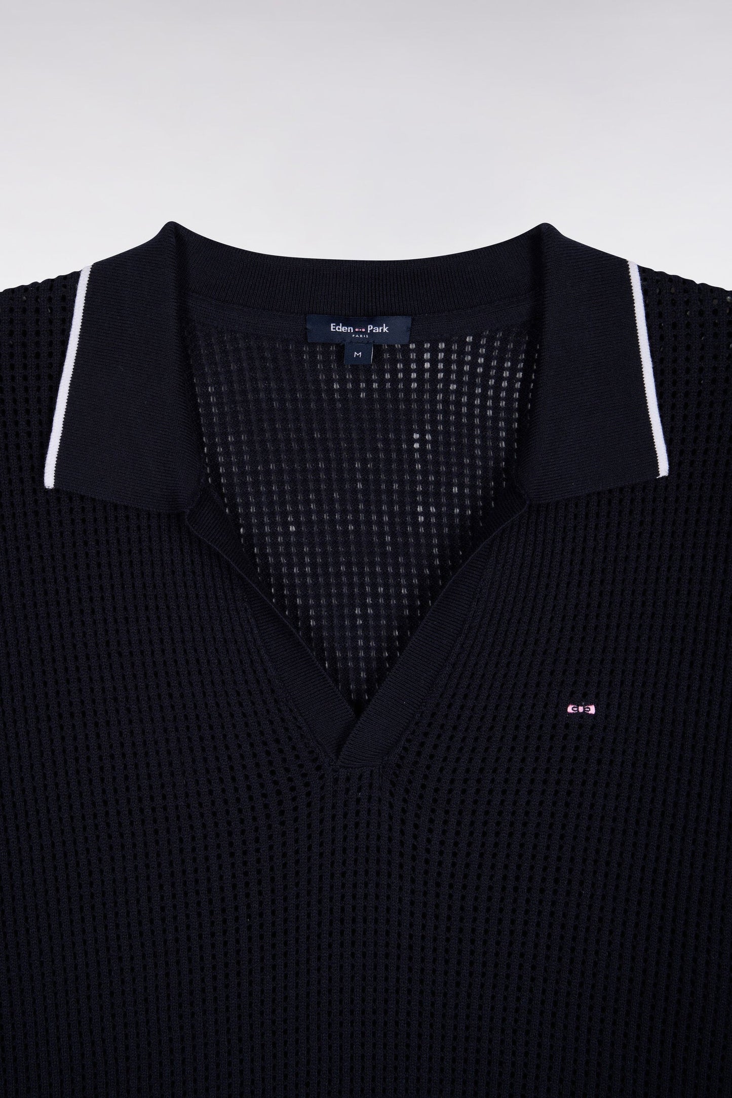 Pull col polo en coton marine
