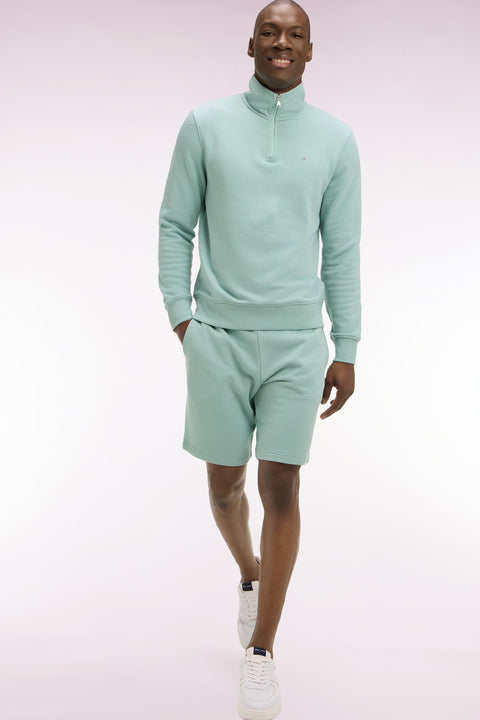 Short en molleton coton vert d'eau - Image 1