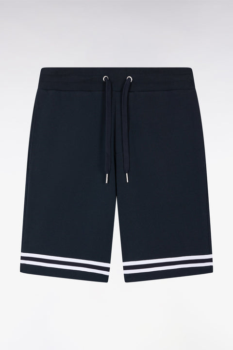 Short en molleton marine à bordures de jambe rayées - Image 2