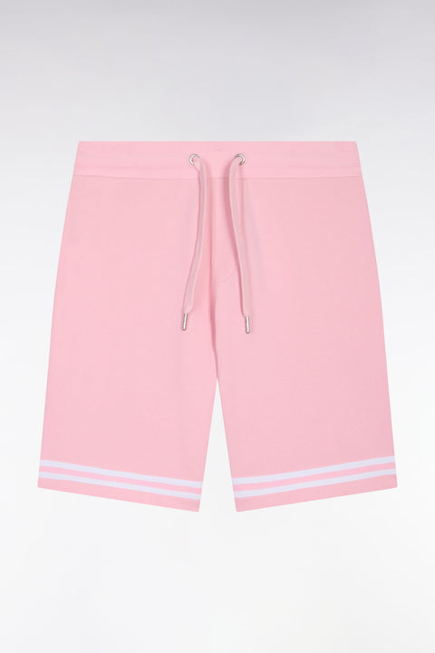 Short en molleton rose à bordures de jambe rayées - Image 2