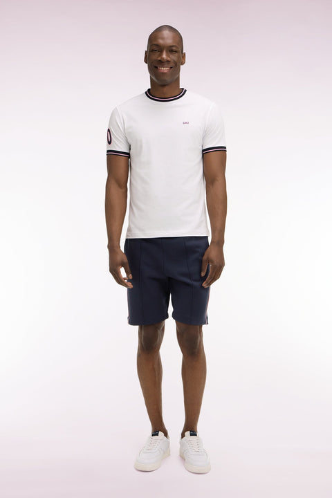 Short en molleton marine passepoils roses - Image 3