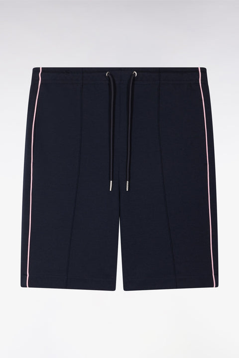 Short en molleton marine passepoils roses - Image 2