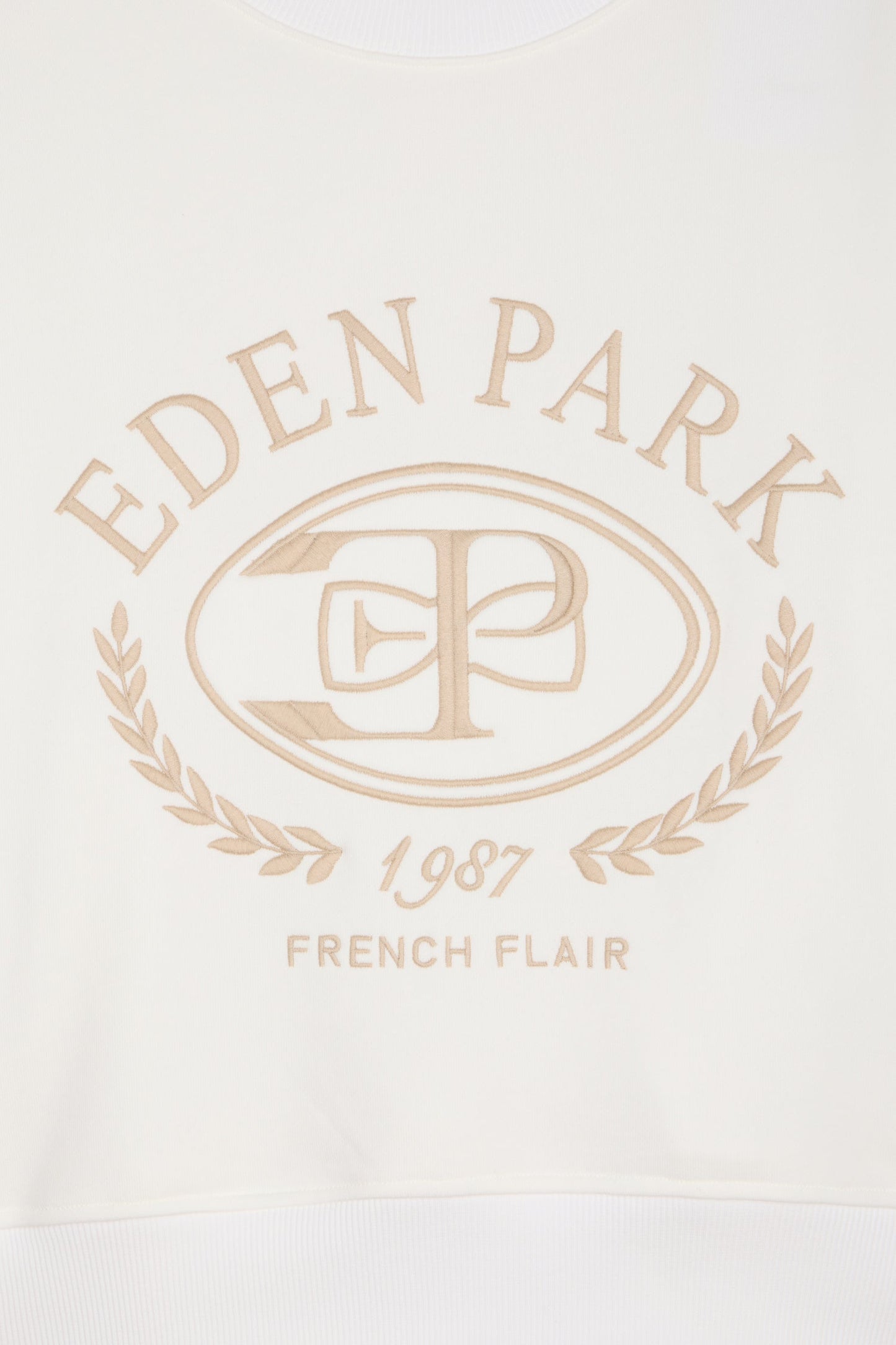 Sweatshirt en coton écru brodé coupe relaxed