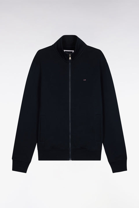 Sweatshirt zippé en molleton coton marine - Image 2