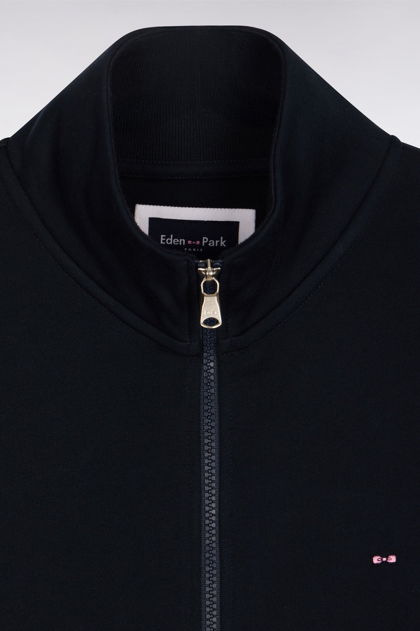 Sweatshirt zippé en molleton coton marine