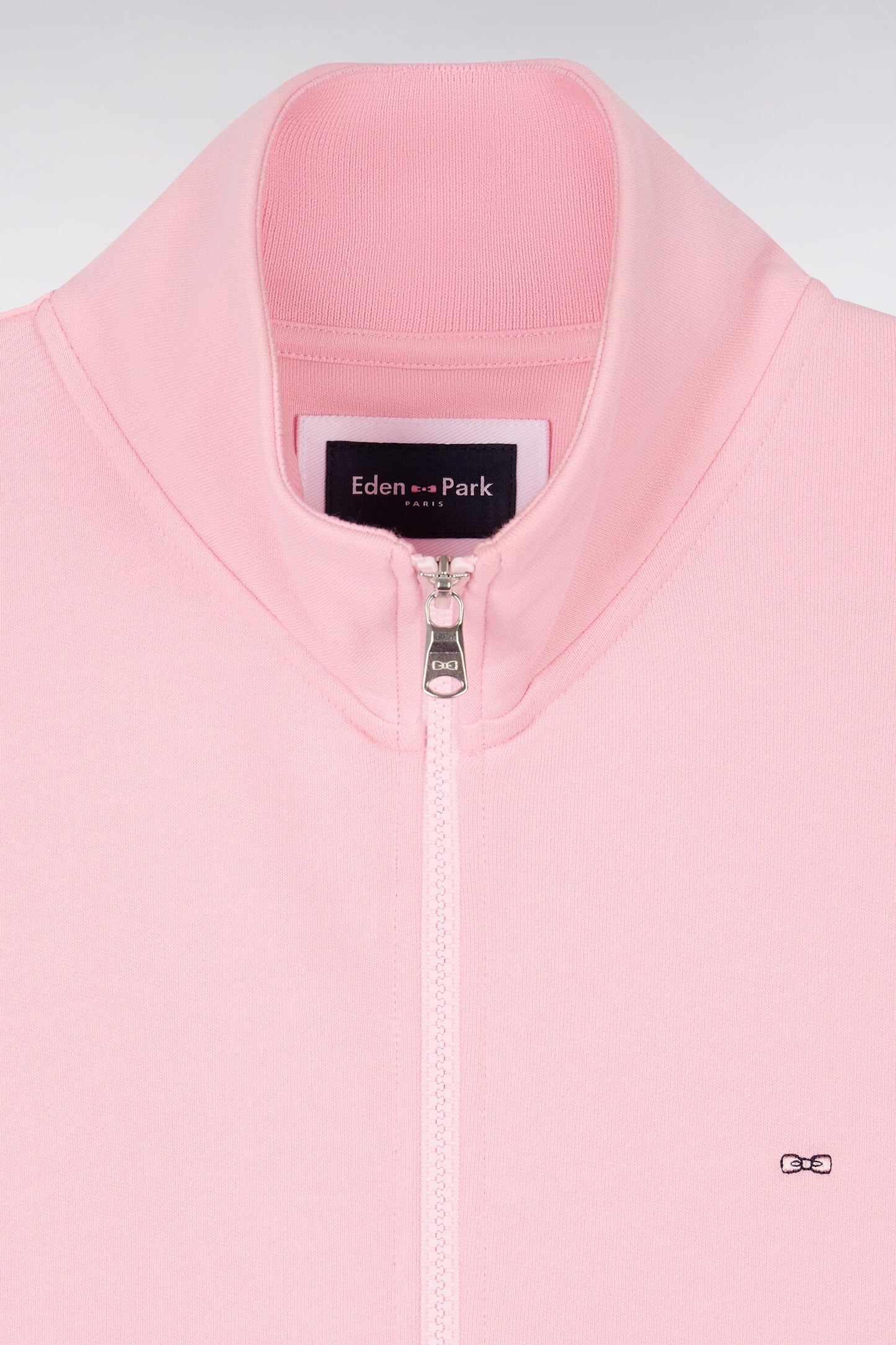 Sweatshirt zippé en molleton coton rose