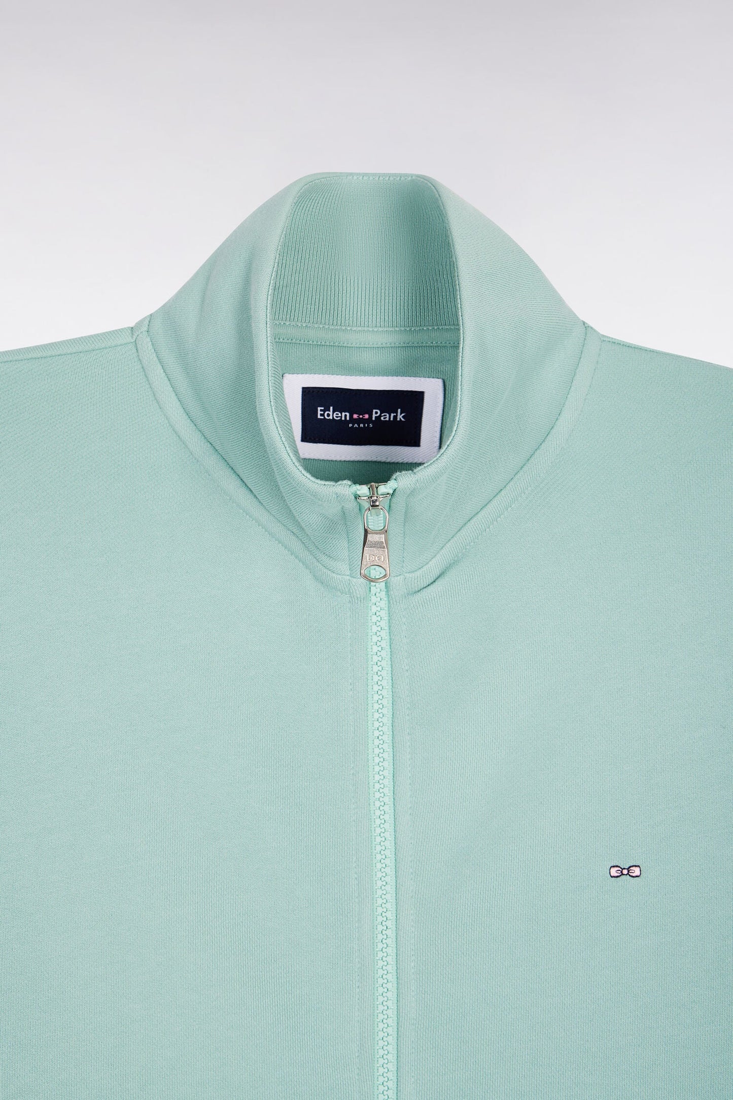 Sweatshirt zippé en molleton coton vert d'eau