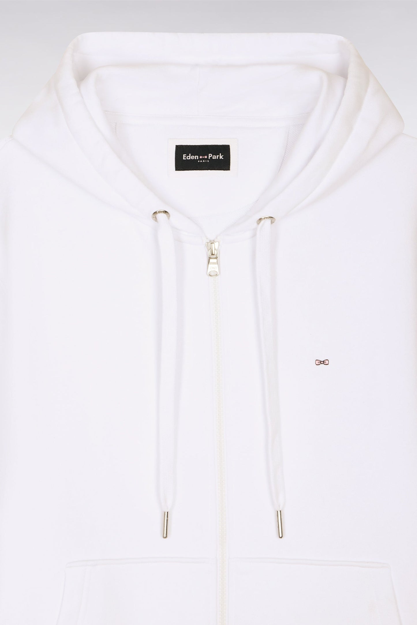 Sweatshirt zippé à capuche en molleton coton blanc