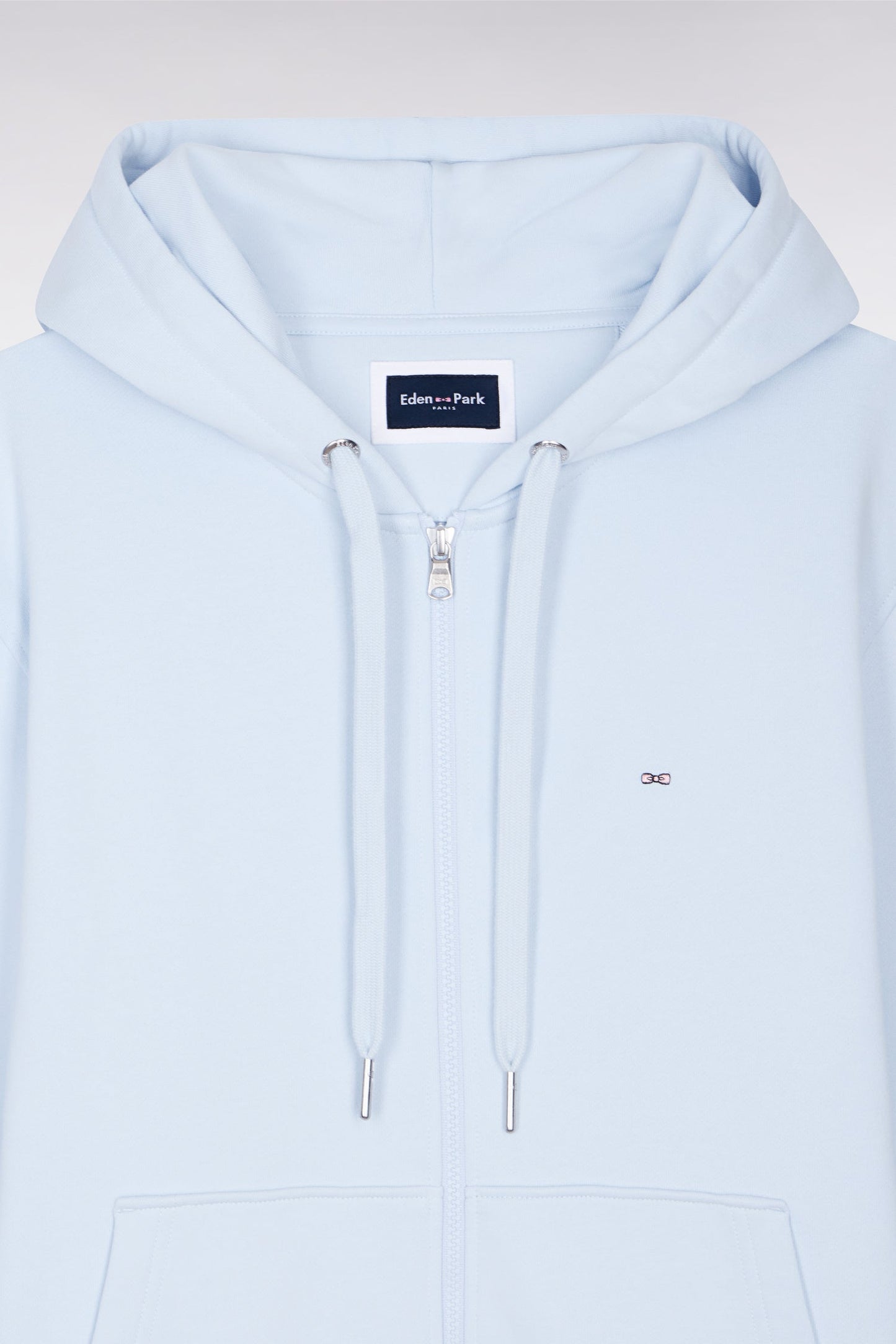 Sweatshirt zippé à capuche en molleton coton ciel