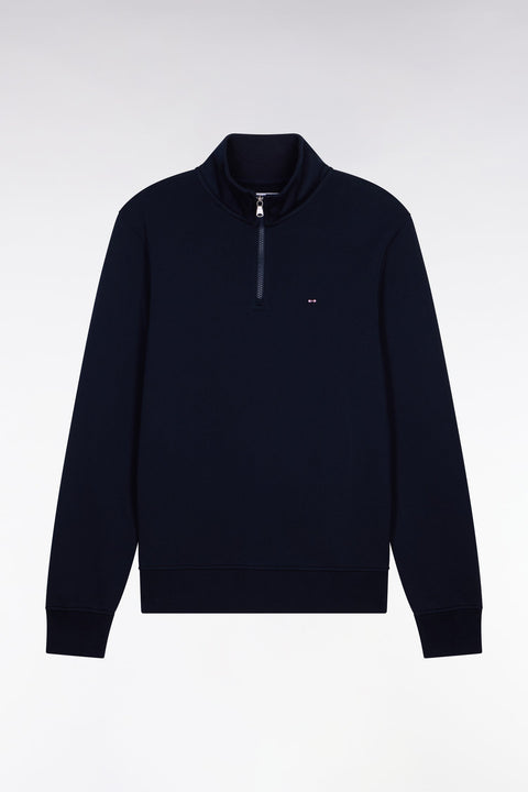 Sweatshirt col camionneur en molleton coton marine - Image 2