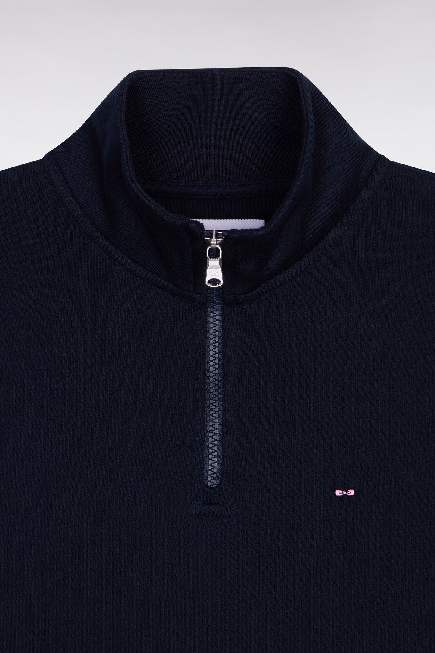 Sweatshirt col camionneur en molleton coton marine