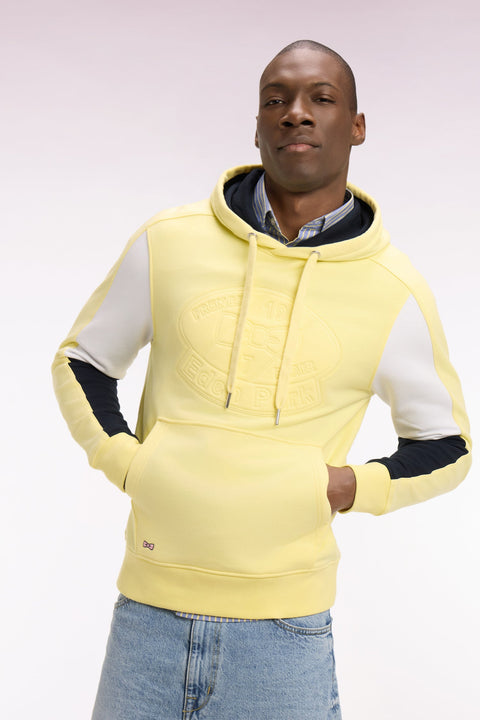 Sweatshirt à capuche en molleton coton jaune brodé - Image 1