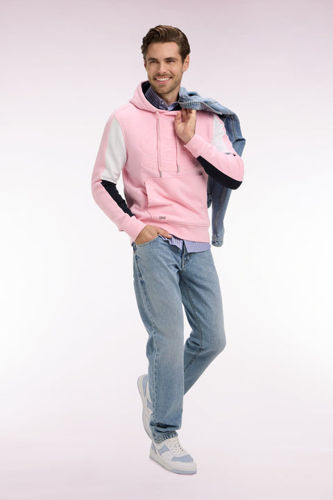 Sweatshirt à capuche en molleton coton rose brodé - Image 1