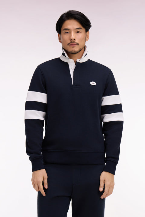 Sweatshirt col maillot en molleton marine coupe regular - Image 2