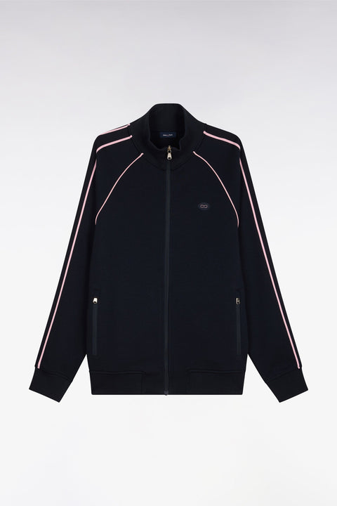Sweatshirt zippé en interlock marine découpe ruban coupe regular - Image 2
