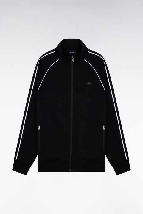Sweatshirt zippé en interlock noir découpes ruban coupe regular - Image 2