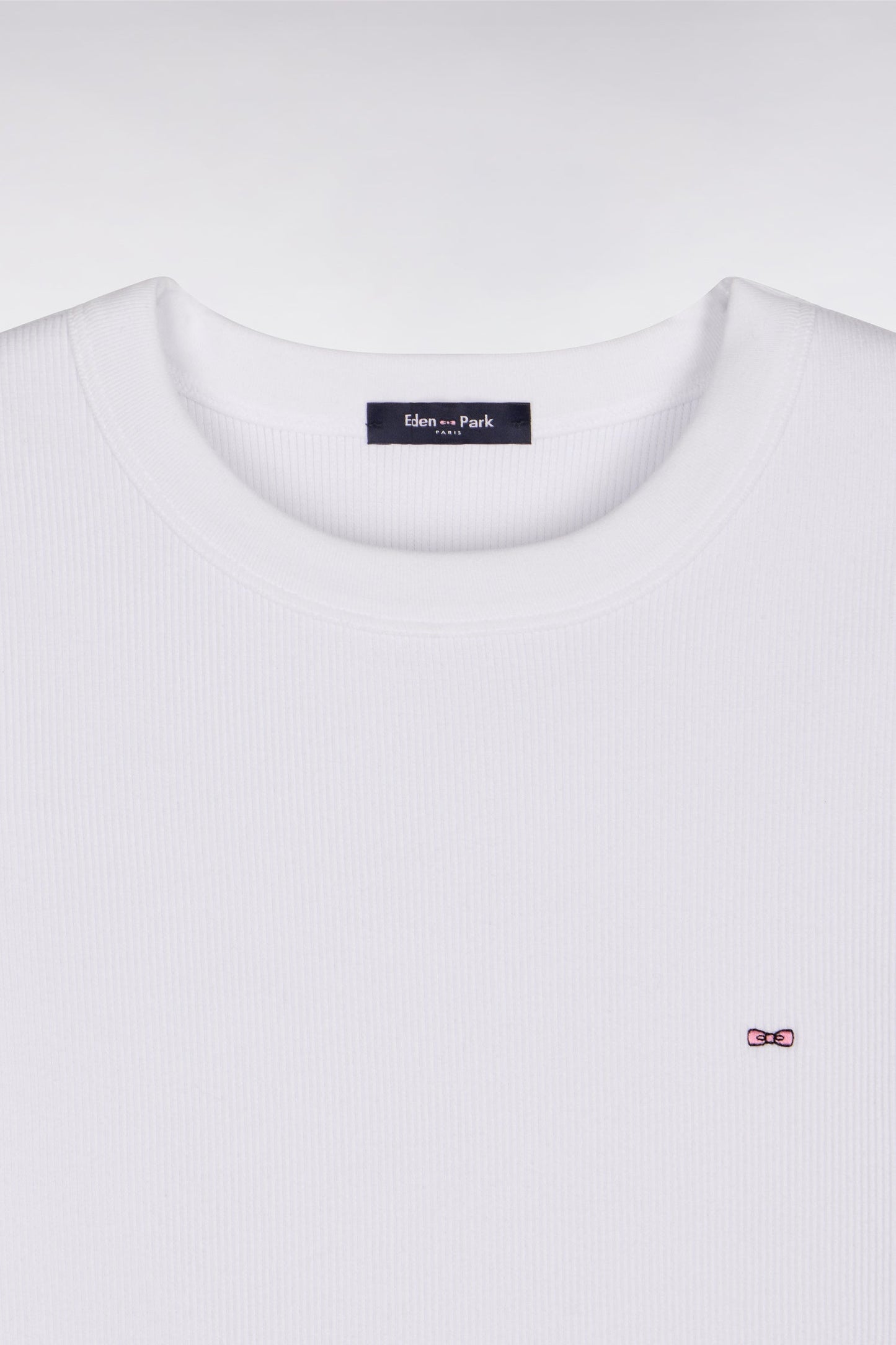 T-shirt col rond à manches courtes blanc coupe slim