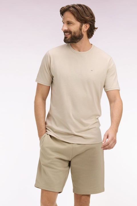 T-shirt à manches courtes en coton Pima beige coupe regular - Image 1