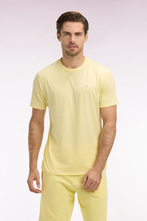 T-shirt à manches courtes en coton Pima jaune clair coupe regular - Image 3