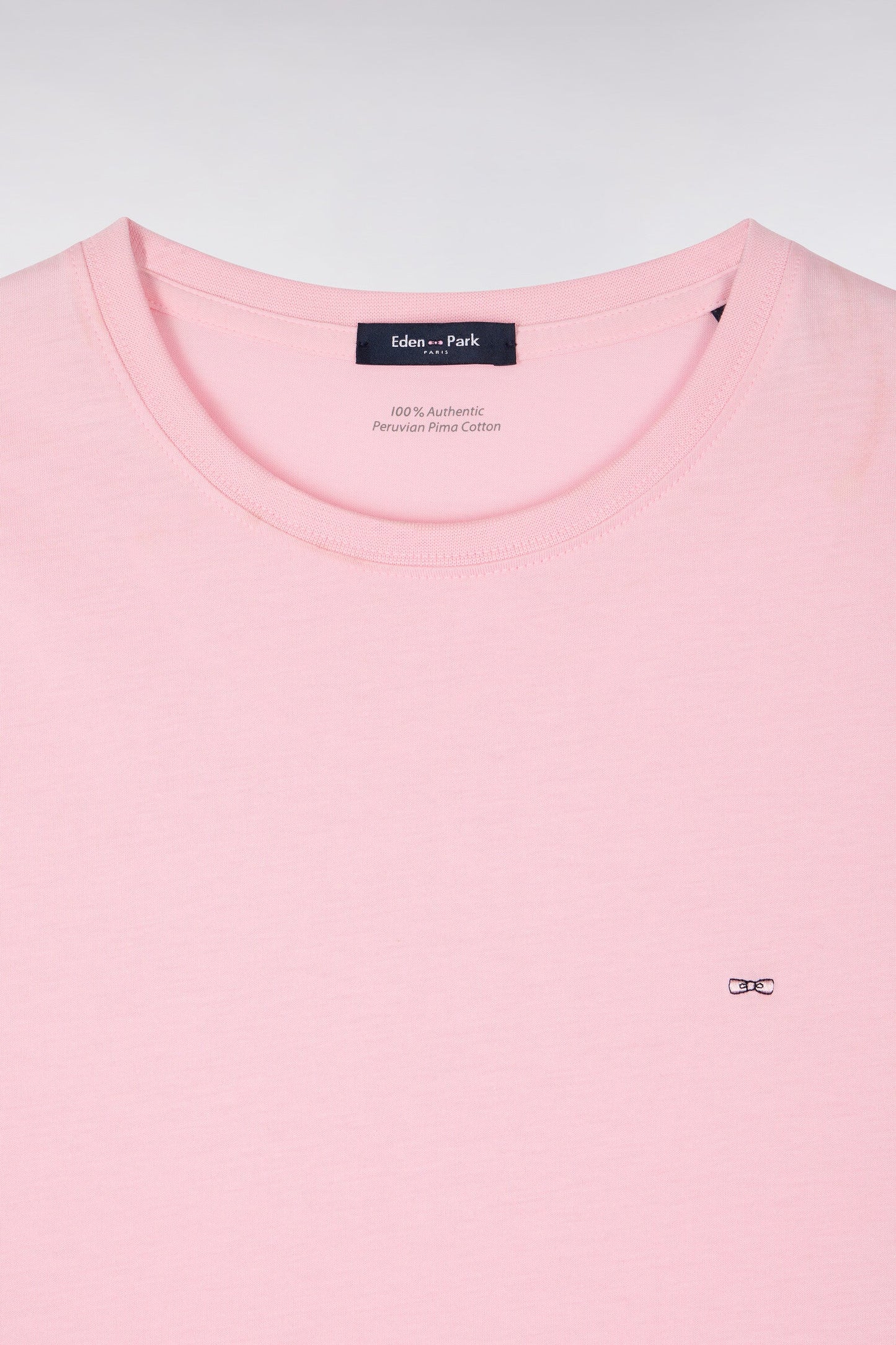 T-shirt à manches courtes en coton Pima rose coupe regular