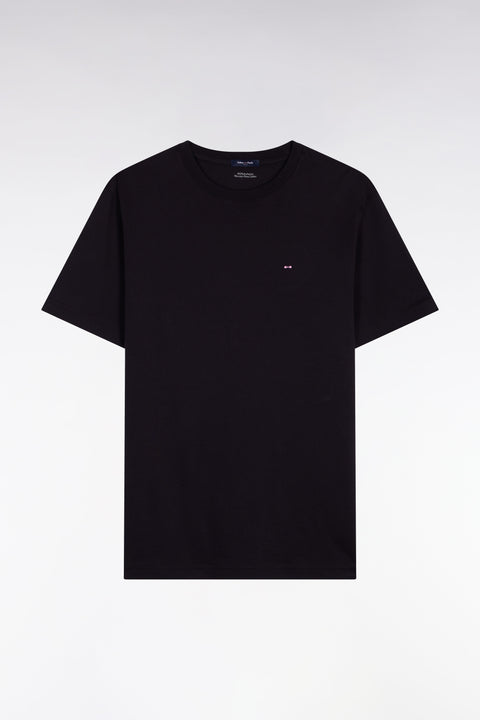 T-shirt à manches courtes en coton Pima noir brodé coupe regular - Image 2