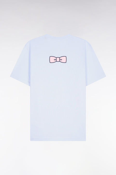 T-shirt à manches courtes en coton Pima bleu ciel brodé coupe regular - Image 2