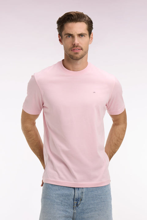 T-shirt à manches courtes en coton Pima rose brodé coupe regular - Image 3