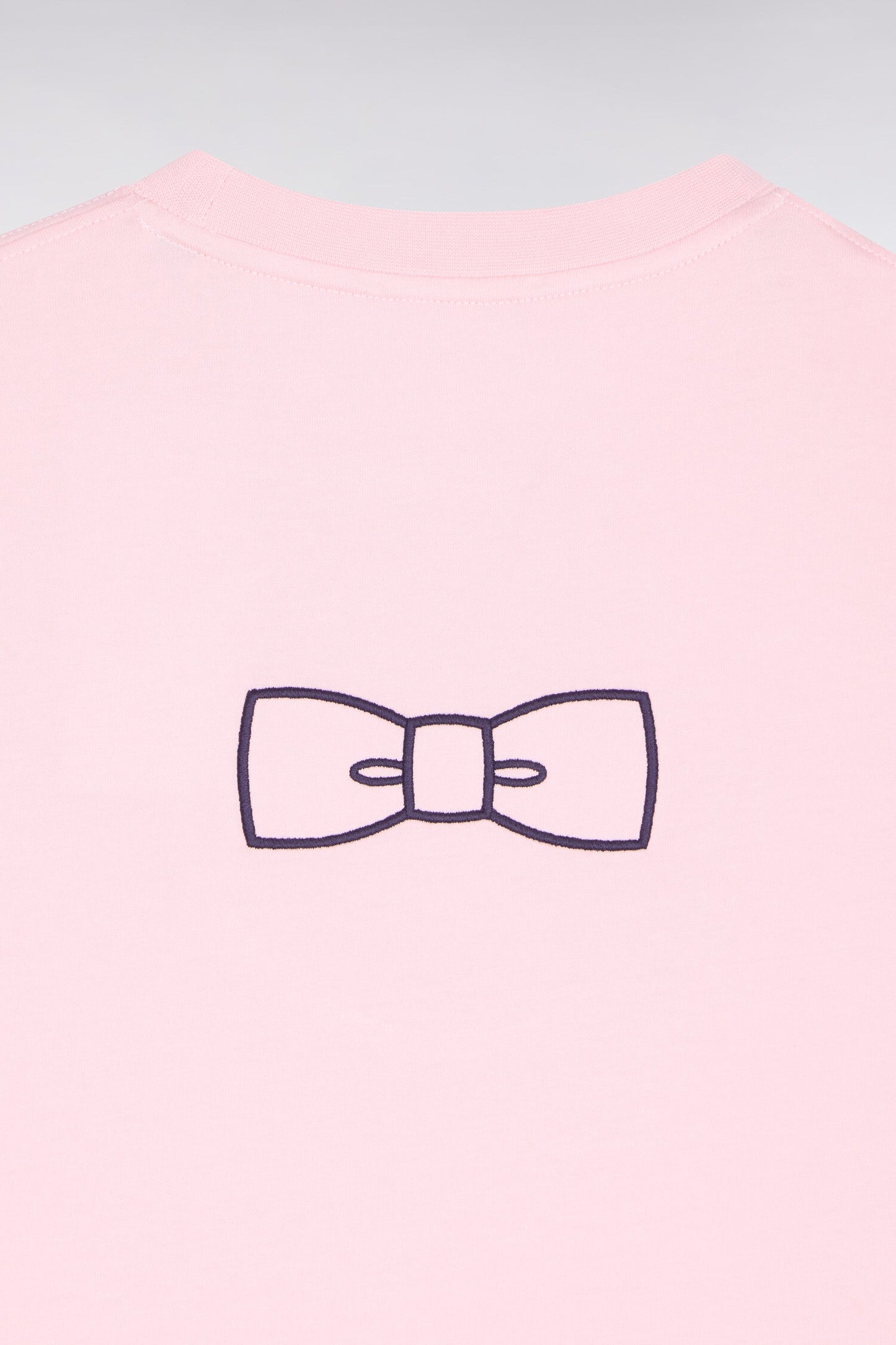 T-shirt à manches courtes en coton Pima rose brodé coupe regular