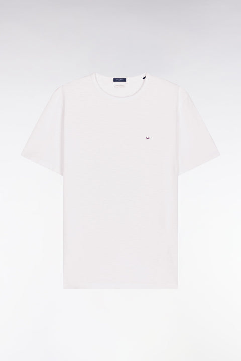 T-shirt à manches courtes en jersey de coton slub blanc coupe regular - Image 2