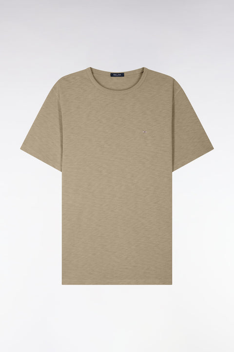 T-shirt à manches courtes en jersey de coton slub kaki coupe regular - Image 2