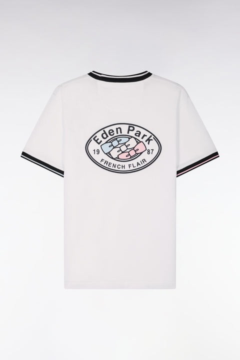 T-shirt à manches courtes en coton blanc brodé coupe regular - Image 2