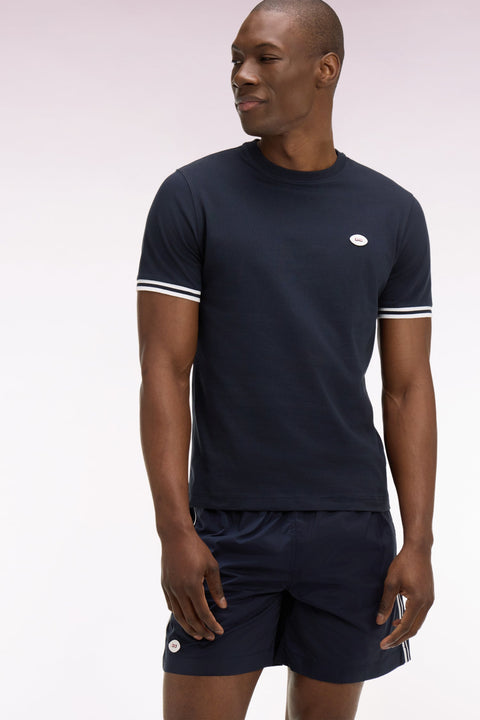 T-shirt à manches courtes en coton marine coupe regular - Image 1