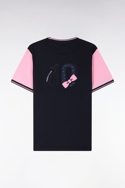 T-shirt à manches courtes en coton marine manches roses coupe regular - Image 2