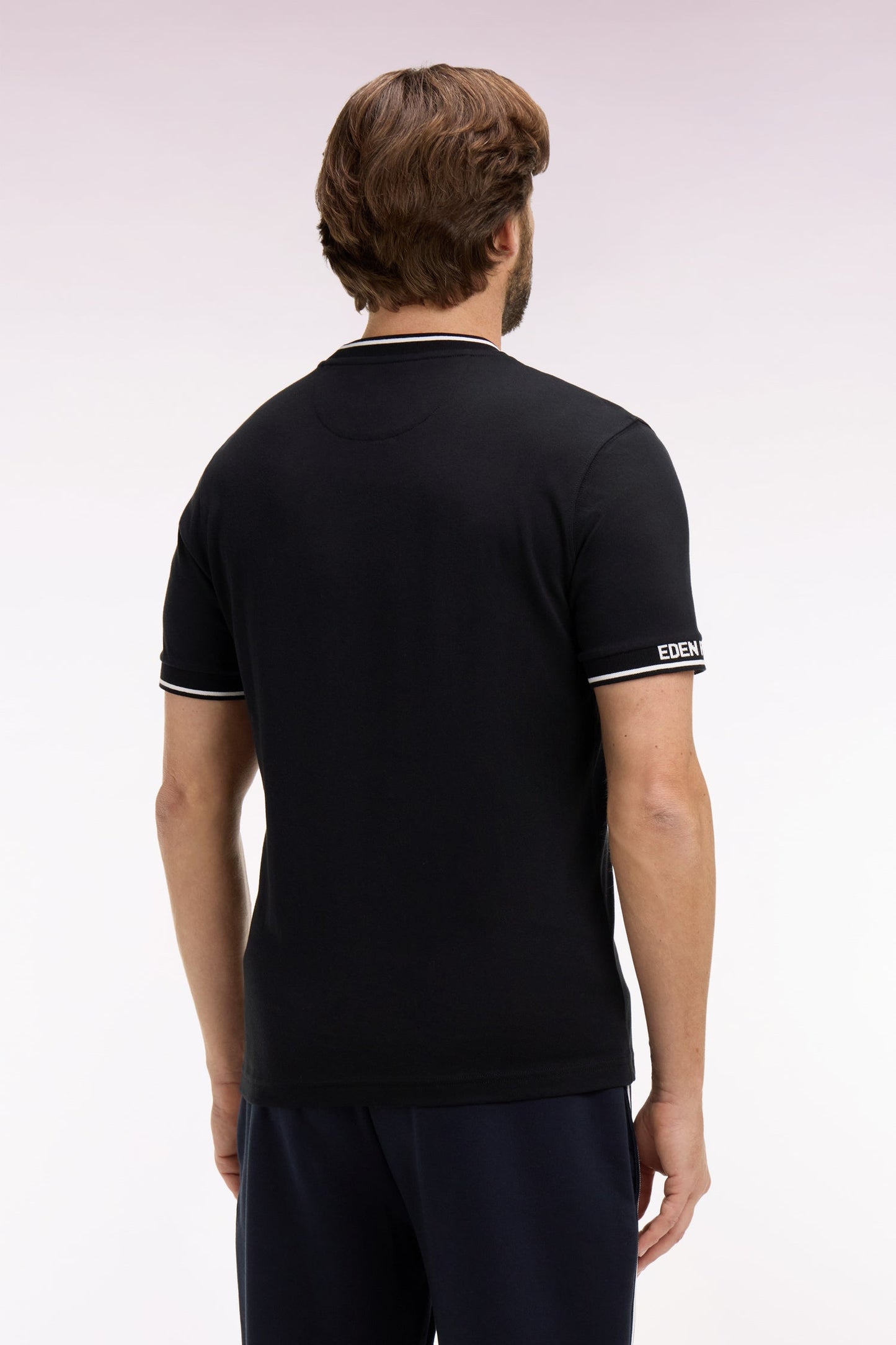 T-shirt à manches courtes en coton noir jacquard Eden Park coupe regular