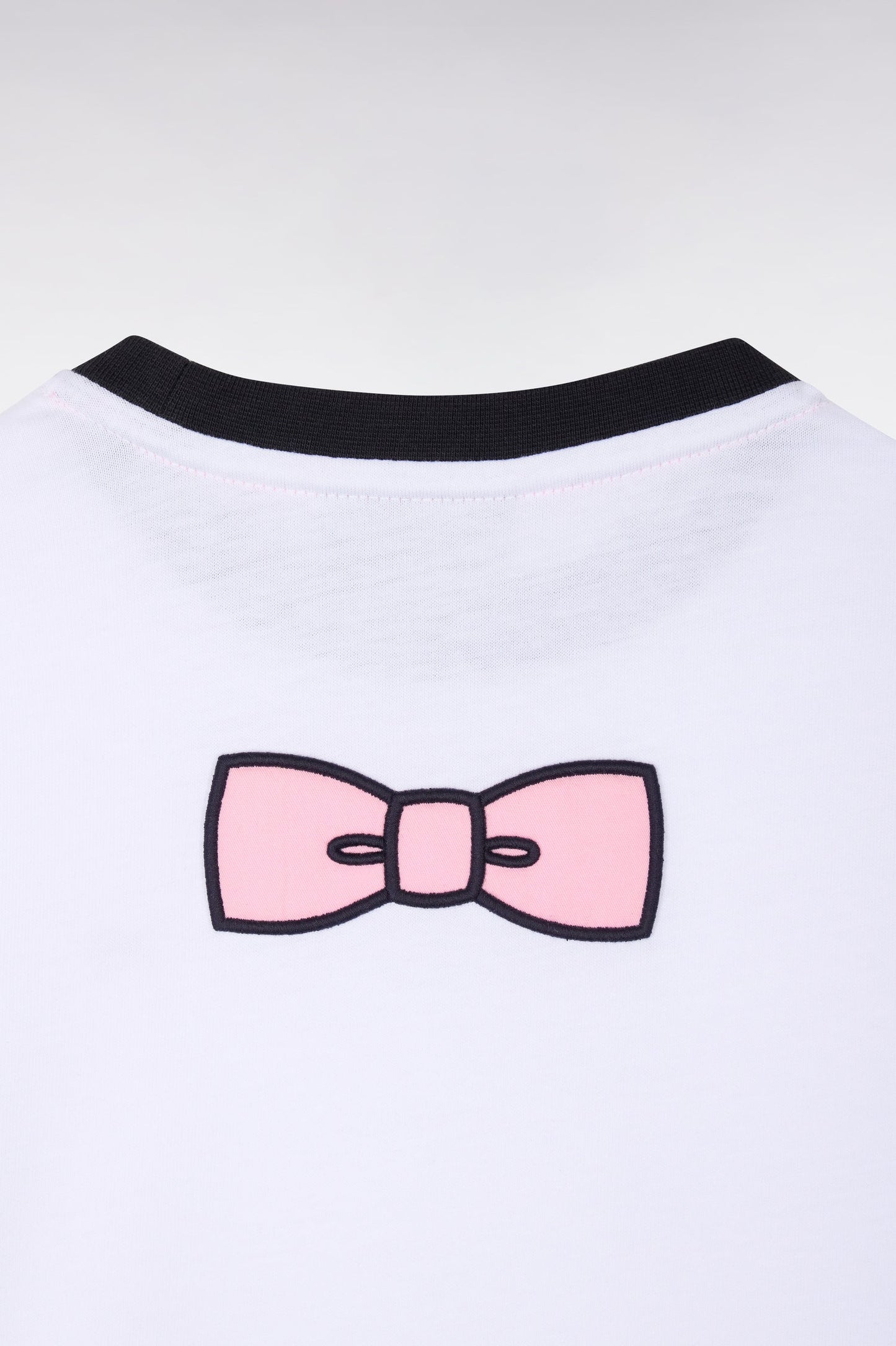 T-shirt à manches courtes en coton bicolore blanc coupe droite