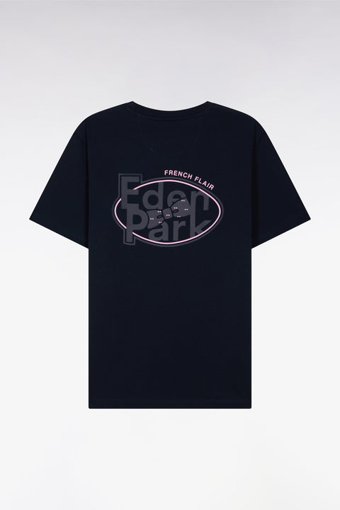 T-shirt à manches courtes marine sérigraphié coupe regular - Image 2
