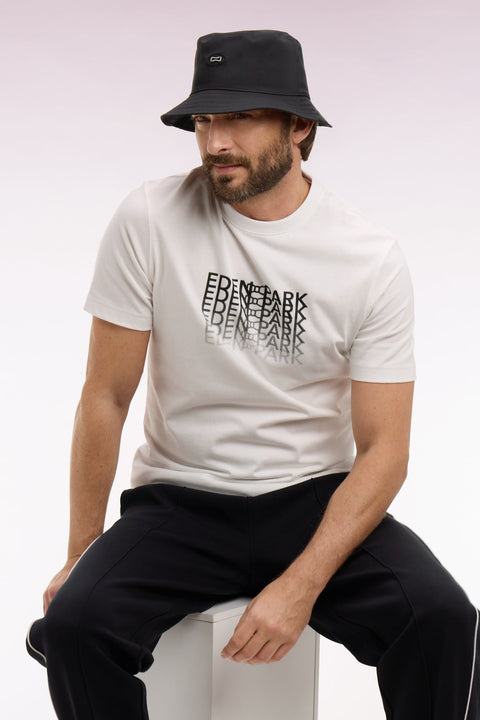 T-shirt à manches courtes sérigraphié noir coupe regular - Image 1