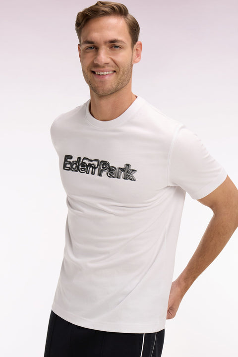T-shirt à manches courtes en coton blanc sérigraphié coupe regular - Image 1