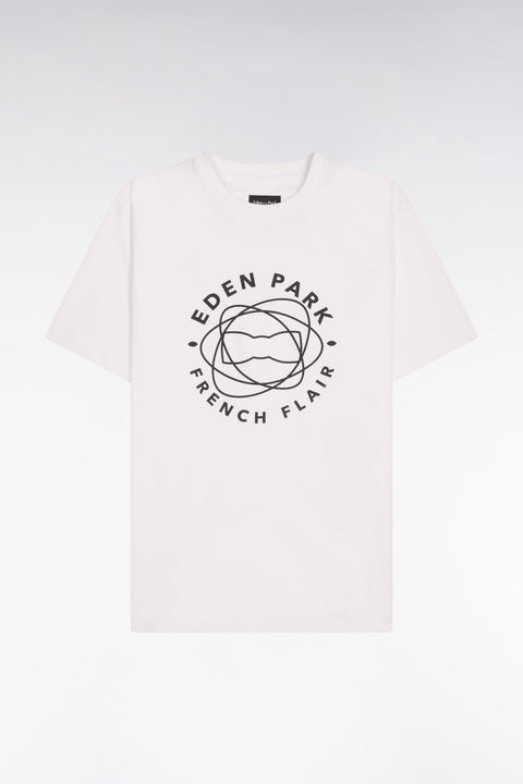 T-shirt à manches courtes en coton écru sérigraphié coupe regular - Image 2