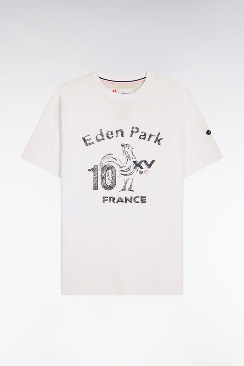 T-shirt XV de France à manches courtes en coton blanc sérigraphié coupe regular - Image 2