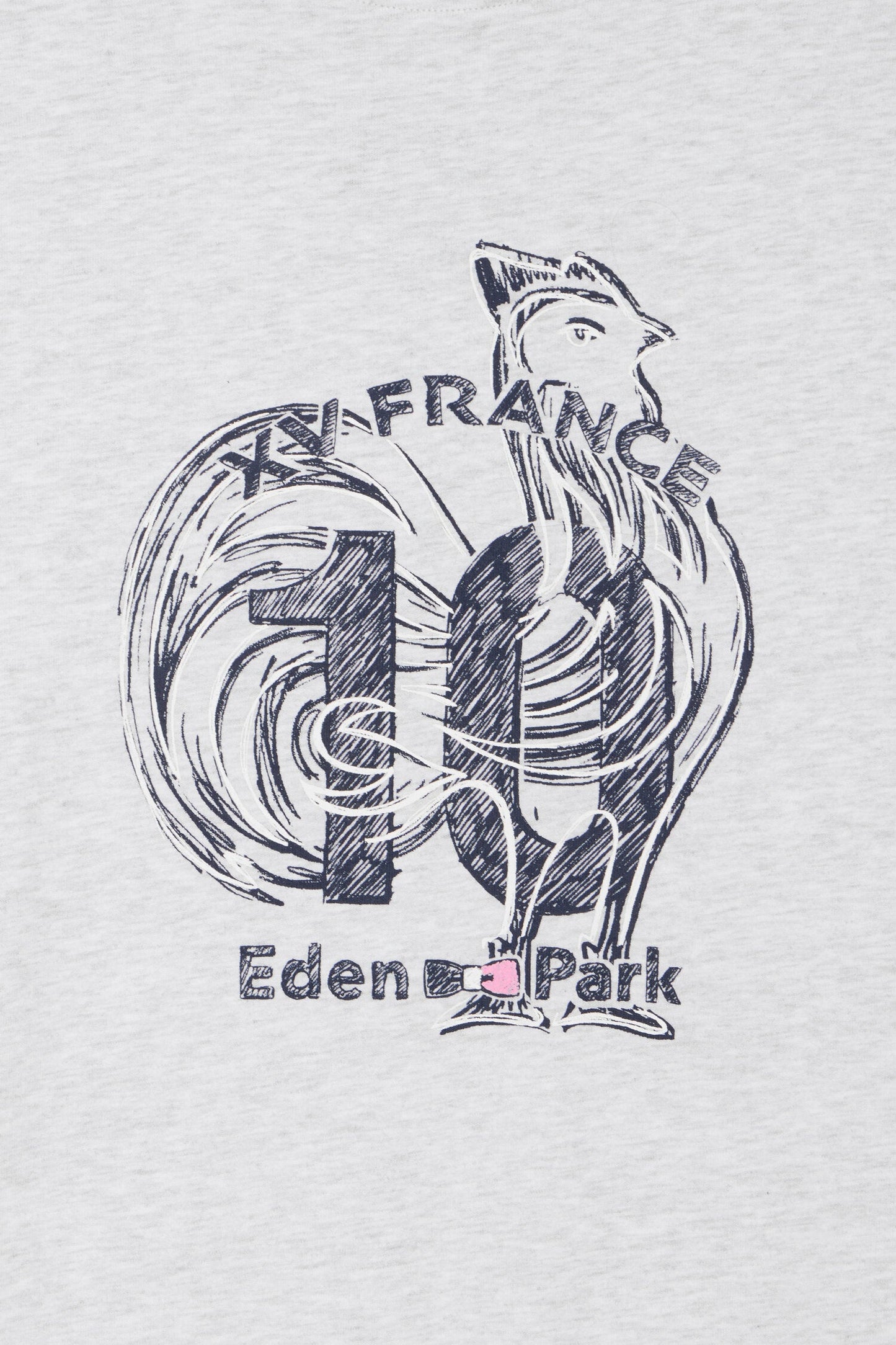 T-shirt XV de France à manches courtes sérigraphié en coton gris coupe regular