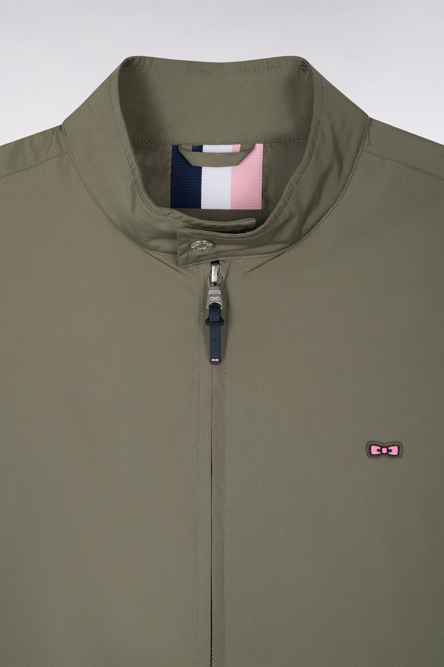 Blouson à col motard en nylon kaki