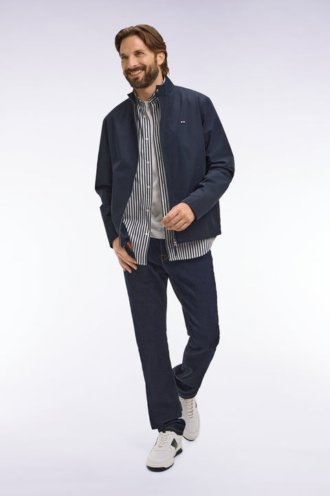 Blouson à col motard en nylon marine - Image 1
