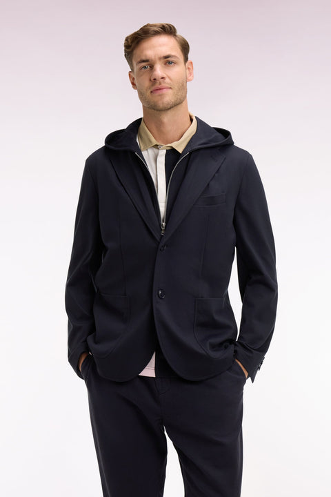 Veste en jersey marine à capuche amovible - Image 3