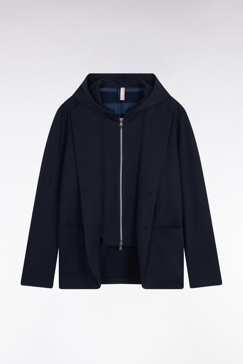 Veste en jersey marine à capuche amovible - Image 2