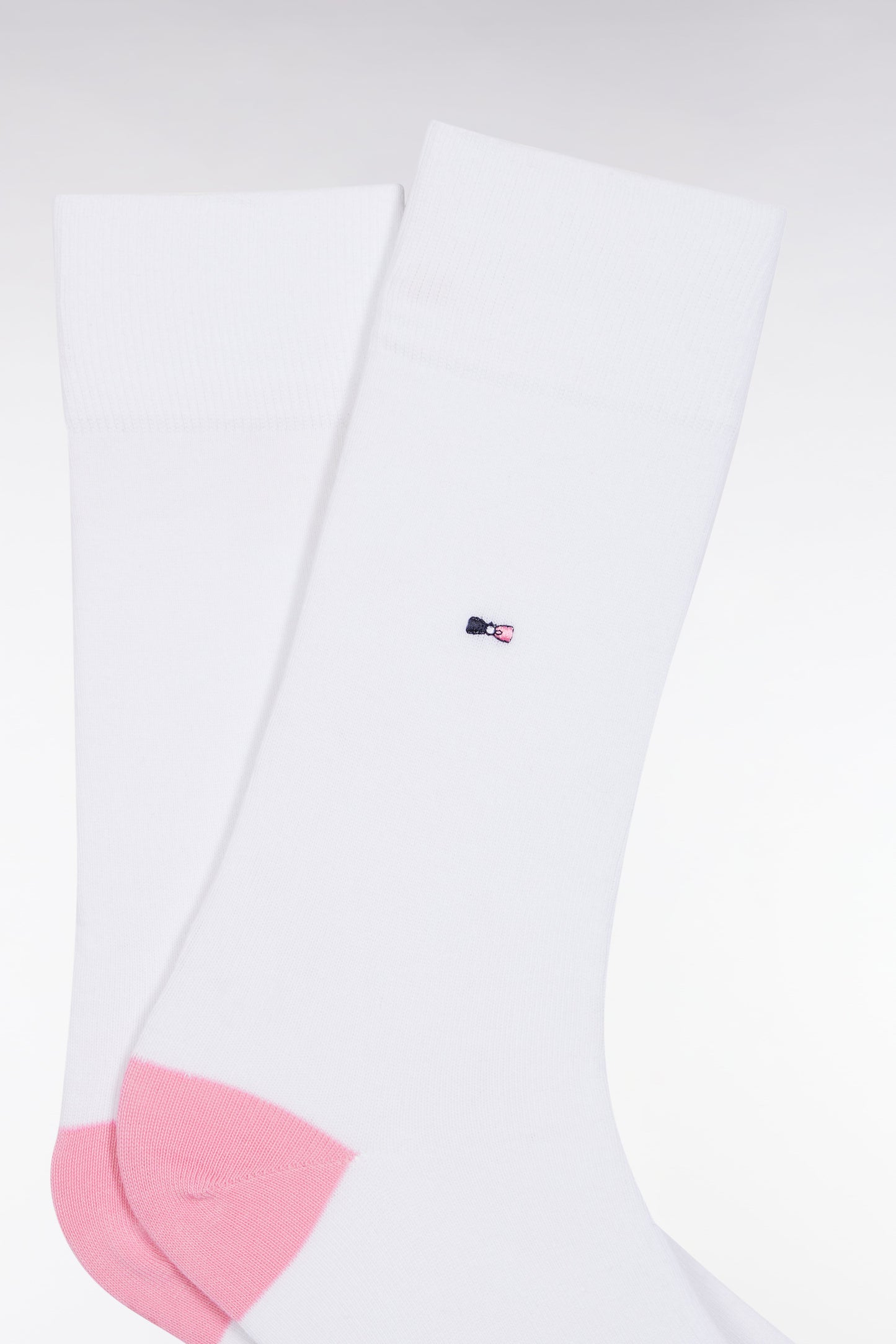 Chaussettes en coton mélangé blanches à renforts roses