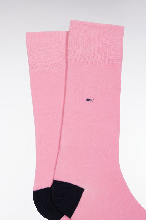 Chaussettes en coton mélangé roses à renforts marine - Image 2